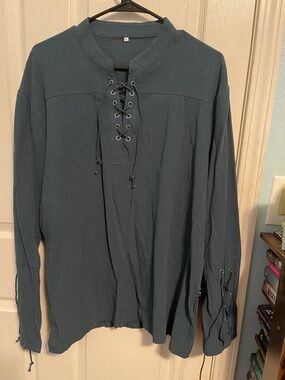 Casual Lace-Up Medieval Men’s Long Sleeve Shirt